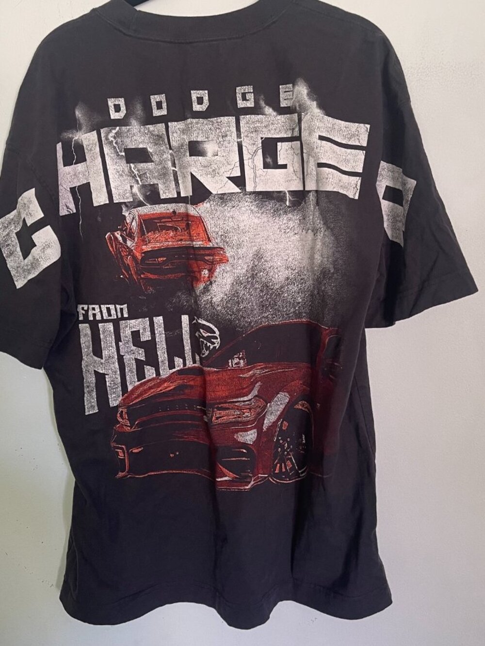 Hollister Men's Large Heavyweight Boxy Dodge Challenger Hellcat Race T-shirt T6